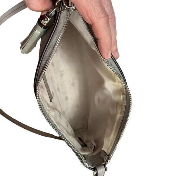 Kate Spade New York Crossbody Bag Ivy Street Amy Smooth Gray Leather - Picture 7 of 12